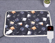 Electric heating blanket for pets with cat pattern and digital temperature control for safe cozy warmth